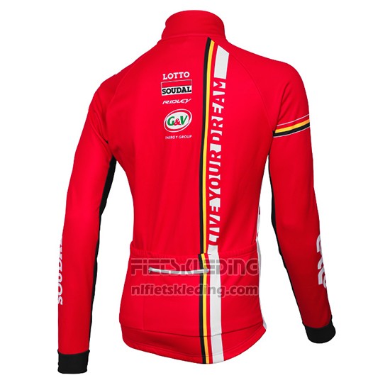 2015 Fietskleding Lotto Soudal Rood en Zwart Lange Mouwen en Koersbroek